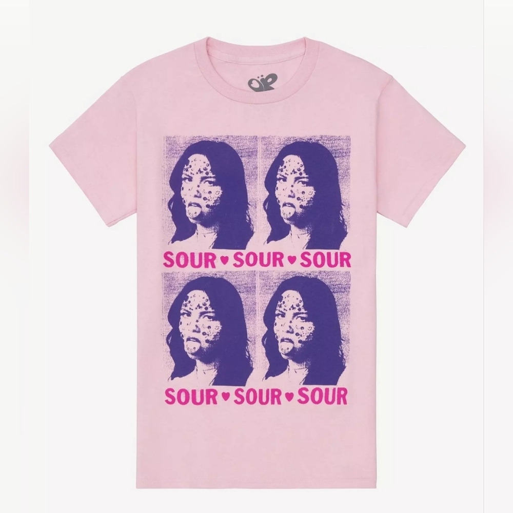 Olivia Rodrigo Sour Grid Boyfriend Fit Girls T-Shirt Hot Topic Size XL NWT!